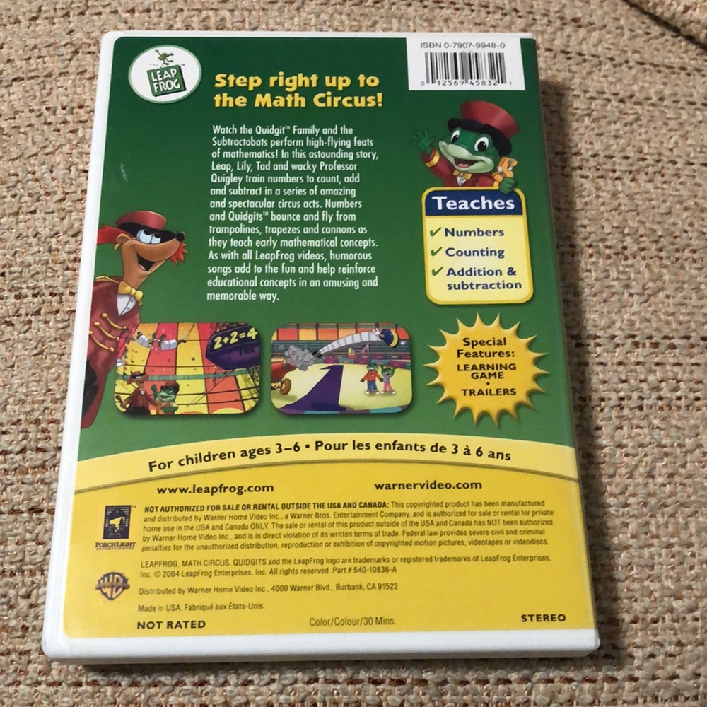 Leap Frog Math Circus- Learn Beginning Math! - Picture 3 of 3